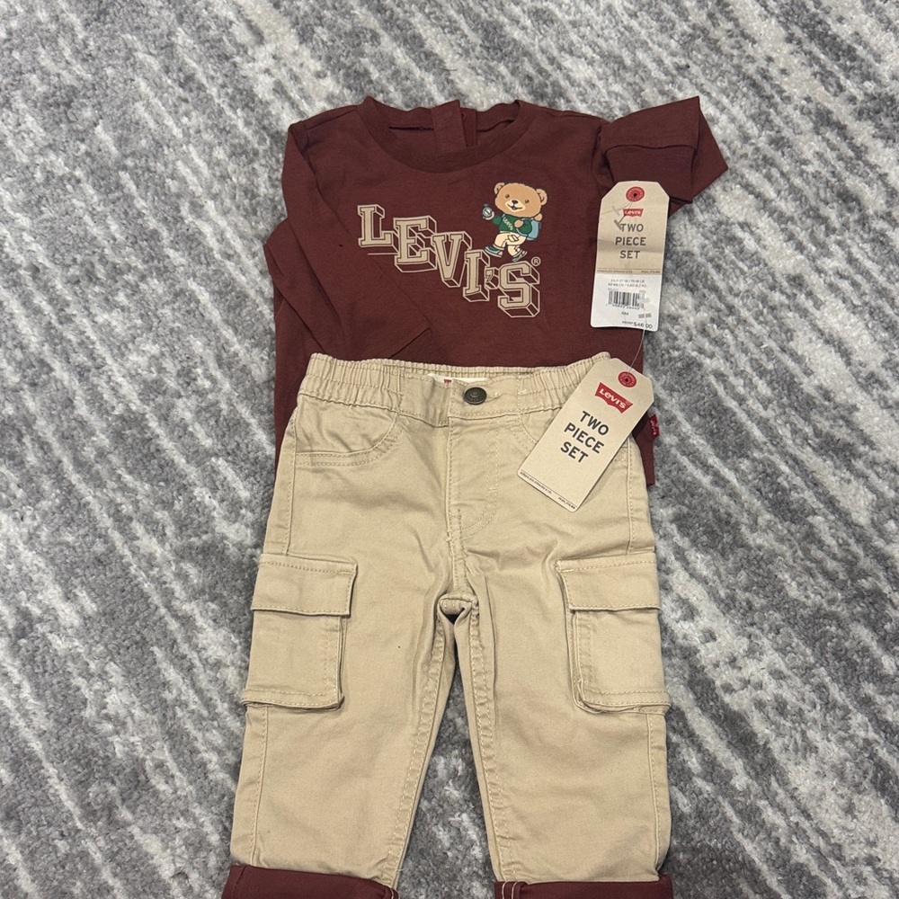 Levi's Kids Red and Tan Two-Piece Outfit